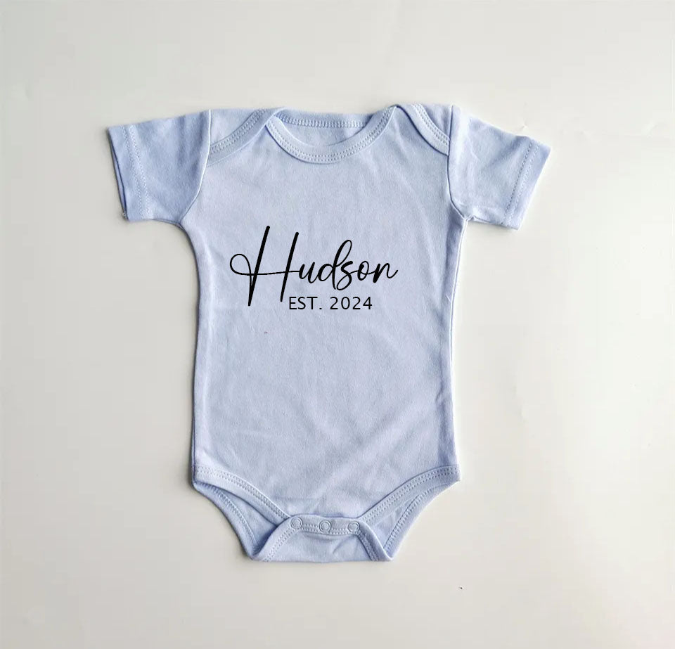 Personalised Short Sleeve Bodysuit- Light Blue