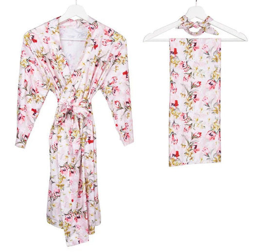 Romantic Floral Robe and Swaddle Set