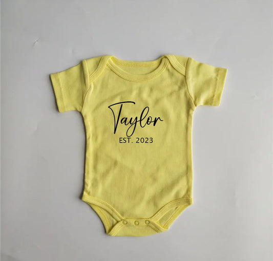 Personalised Short Sleeve Bodysuit- Yellow